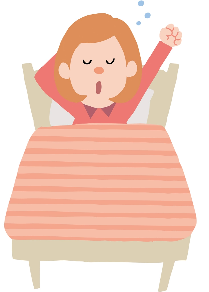 あくびしながら起床する家族達のイラストとベクター&nbsp;-&nbsp;お母さん
