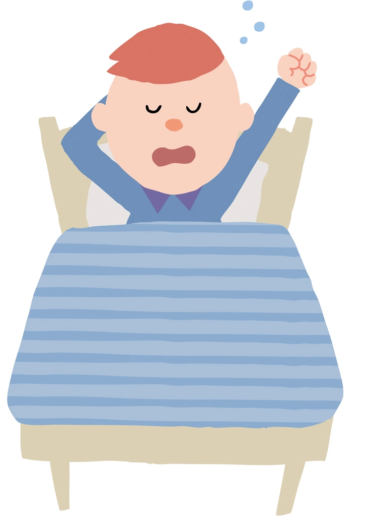 あくびしながら起床する家族達のイラストとベクター&nbsp;-&nbsp;男の子