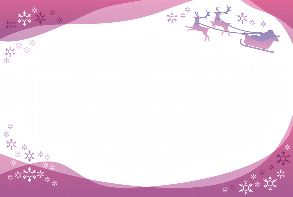 サンタが乗る橇を引くトナカイのクリスマスフレームの背景イラスト #1&nbsp;-&nbsp;紫色