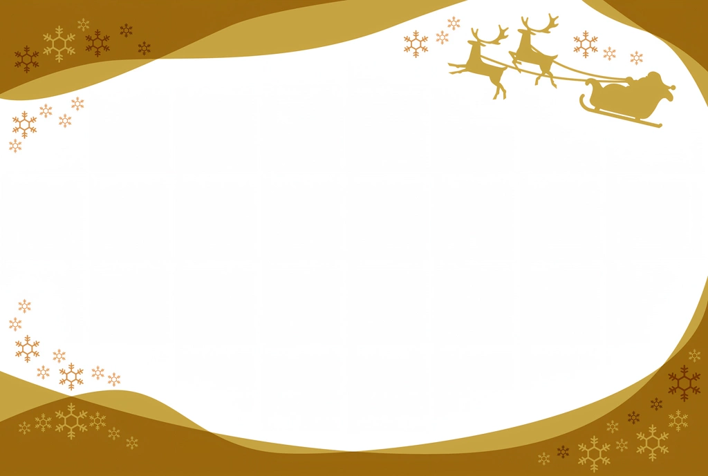 サンタが乗る橇を引くトナカイのクリスマスフレームの背景イラスト #1&nbsp;-&nbsp;茶色