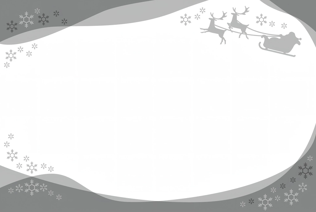 サンタが乗る橇を引くトナカイのクリスマスフレームの背景イラスト #1&nbsp;-&nbsp;灰色