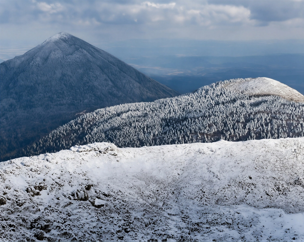 「新雪の八甲田連峰」 岩本堅&nbsp;-&nbsp;AI加工 カラー化