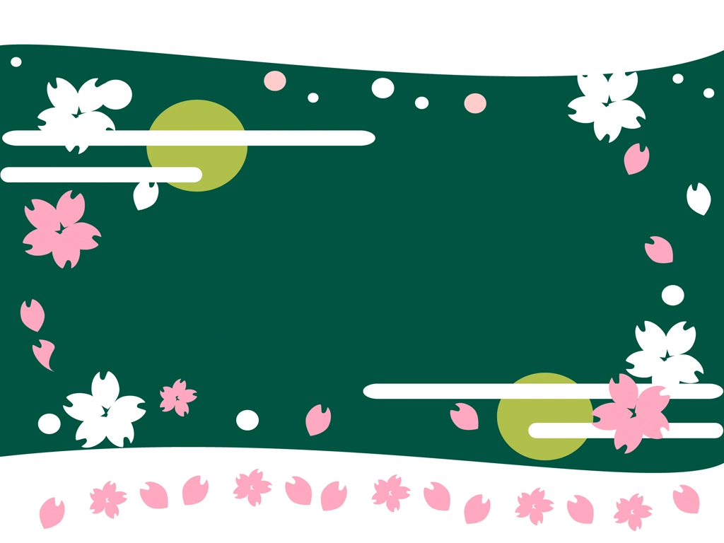 桜の花のフレームの背景イラストとベクター&nbsp;-&nbsp;緑色