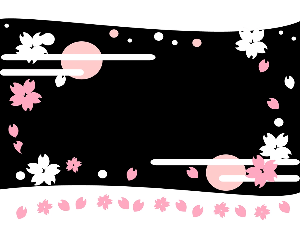 桜の花のフレームの背景イラストとベクター&nbsp;-&nbsp;黒色