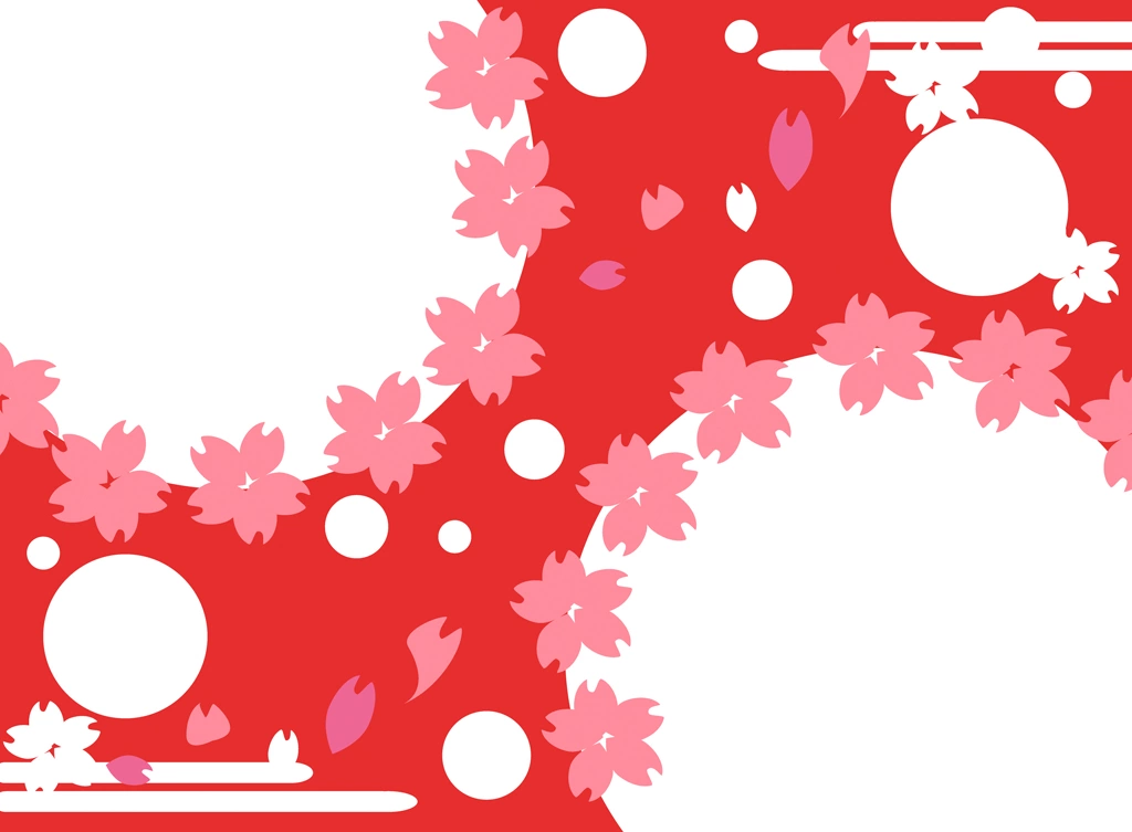 桜の花と円形の背景イラストとベクター&nbsp;-&nbsp;赤色