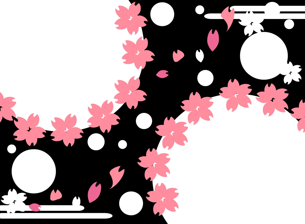 桜の花と円形の背景イラストとベクター&nbsp;-&nbsp;黒色