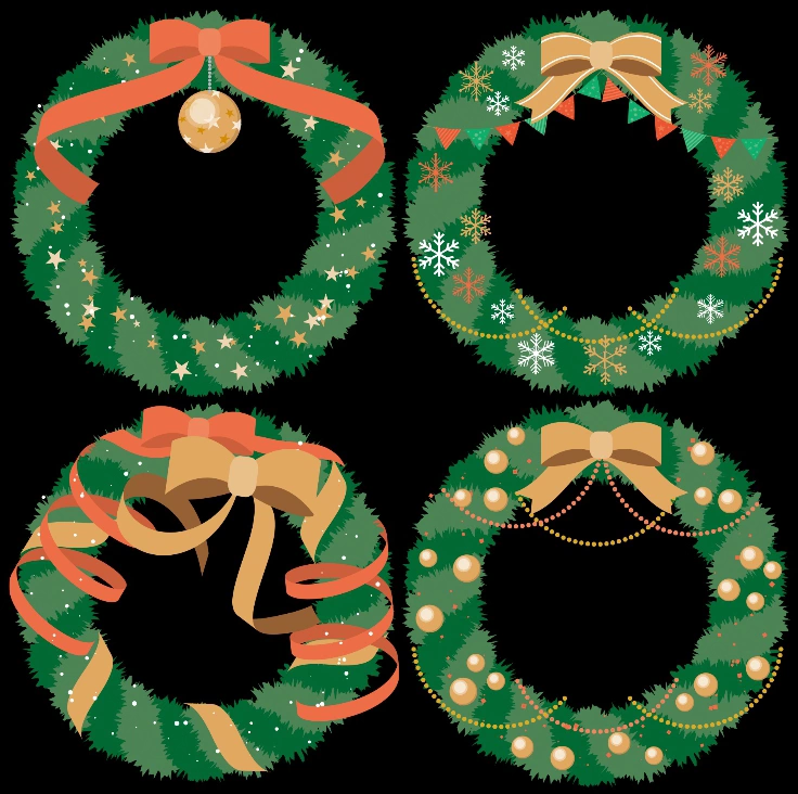 クリスマスリースのイラストとベクター