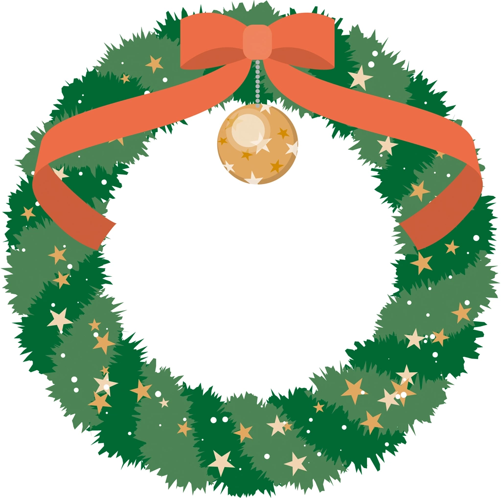 クリスマスリースのイラストとベクター&nbsp;-&nbsp;赤いリボンとボール