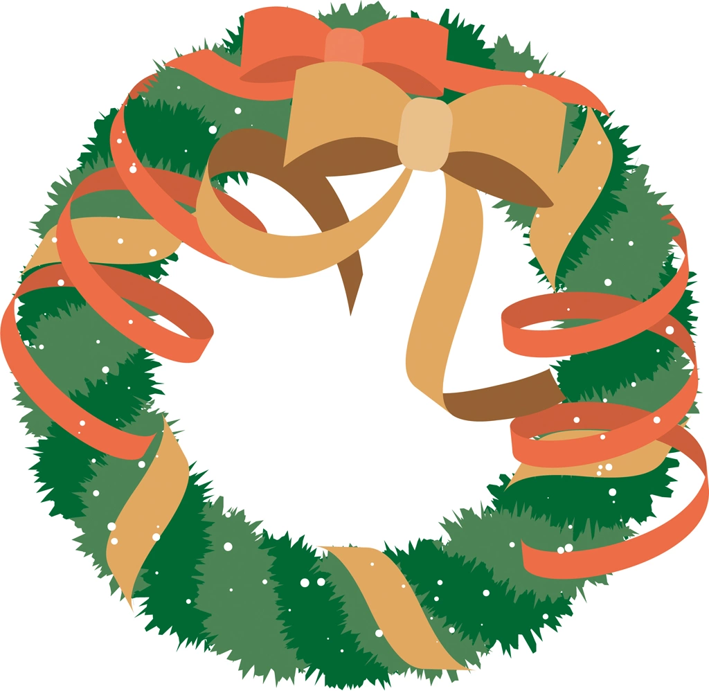 クリスマスリースのイラストとベクター&nbsp;-&nbsp;2本のリボン