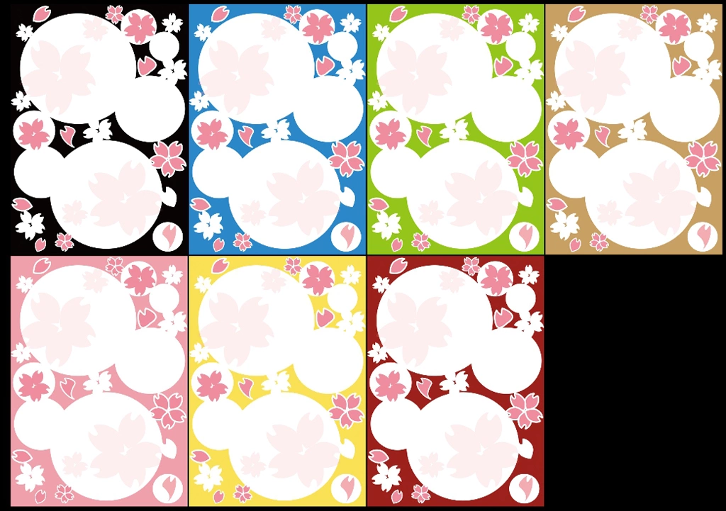 桜の花と白色の円の背景イラストとベクター