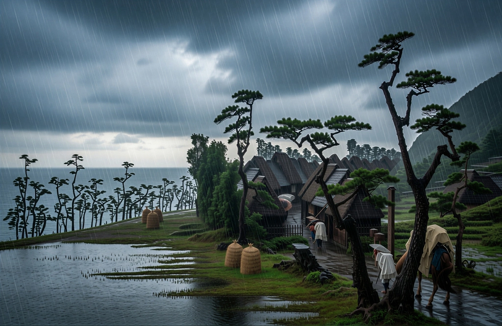 「保永堂版 東海道五十三次 大礒 虎ヶ雨」 歌川広重&nbsp;-&nbsp;AI加工 写真風