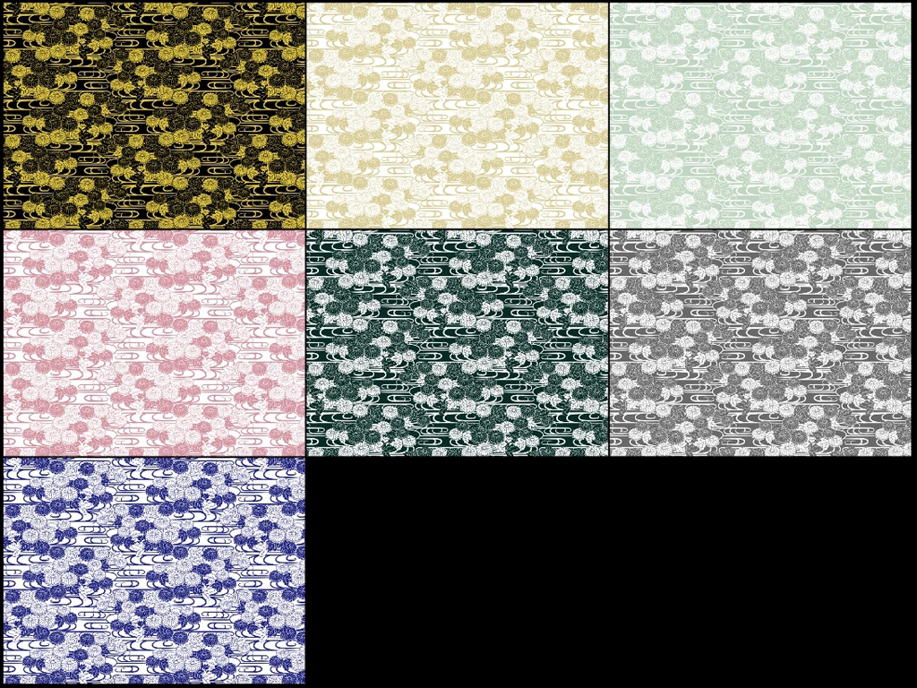 菊と波の背景イラストとベクター