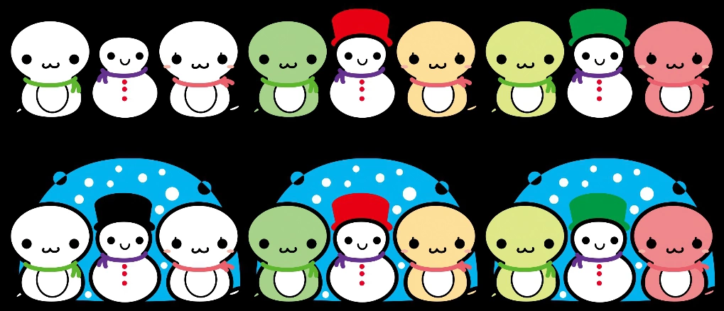 蛇と雪だるまの巳年イラストとベクター