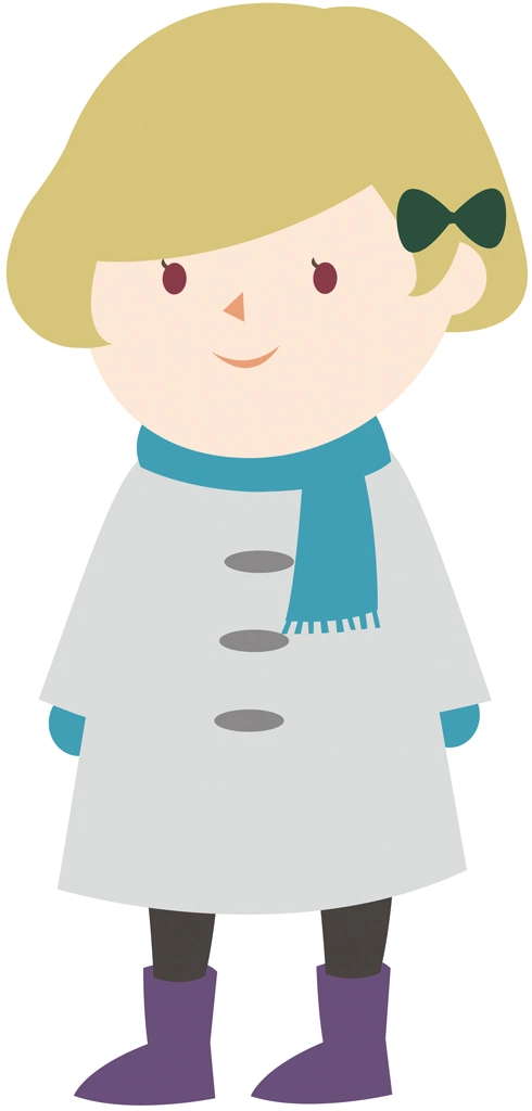 コートを着た少女のイラストとベクター&nbsp;-&nbsp;白色