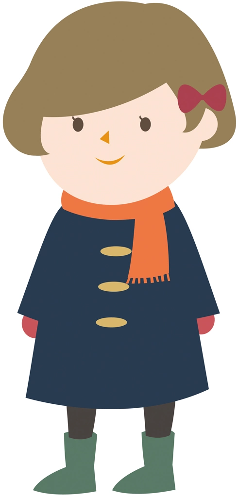 コートを着た少女のイラストとベクター&nbsp;-&nbsp;紺色