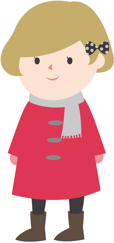 コートを着た少女のイラストとベクター&nbsp;-&nbsp;濃ピンク色