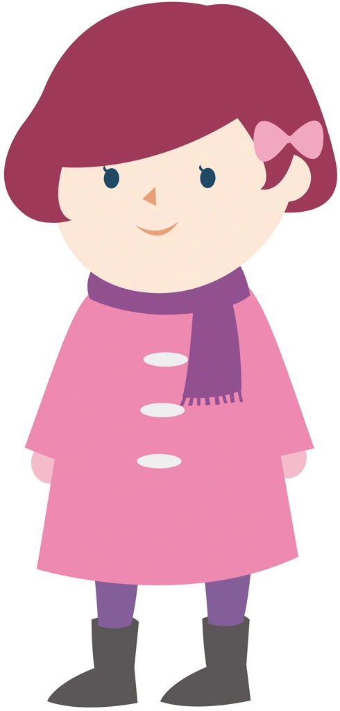 コートを着た少女のイラストとベクター&nbsp;-&nbsp;薄ピンク色
