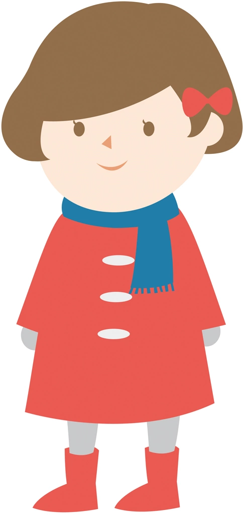 コートを着た少女のイラストとベクター&nbsp;-&nbsp;赤色