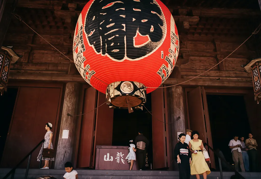 「提灯 （浅草にて）」 真下今朝吉 （1955年）&nbsp;-&nbsp;AI加工 ノイズ除去