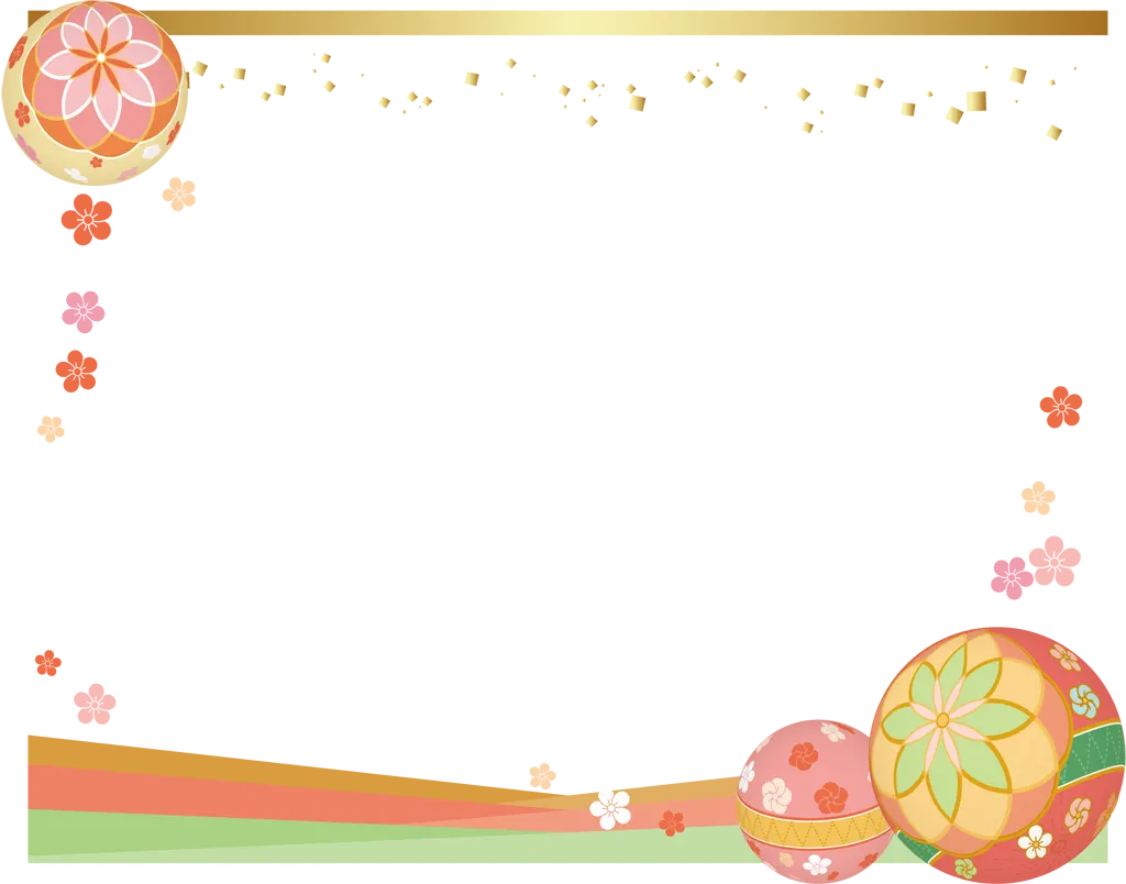 手鞠の和風フレームの背景イラストとベクター&nbsp;-&nbsp;透明