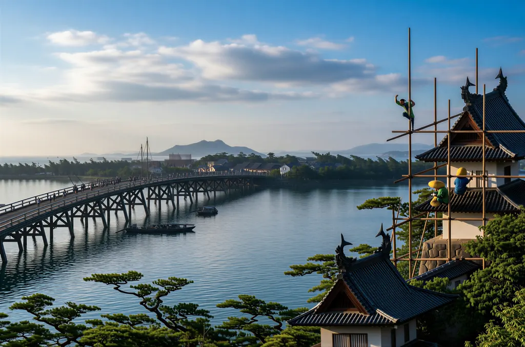 「保永堂版 東海道五十三次 吉田 豊川ノ橋」 歌川広重&nbsp;-&nbsp;AI加工 写真風