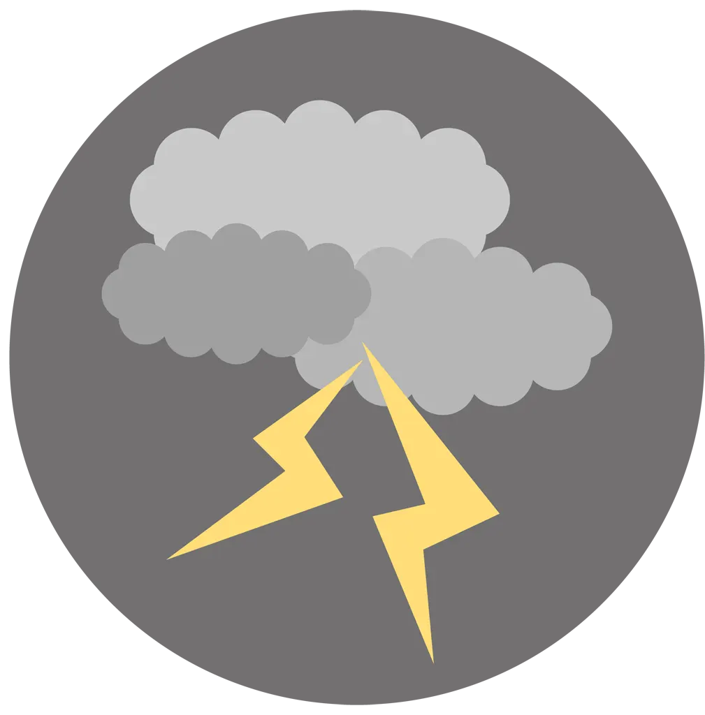 雷雲と稲妻のアイコンイラストとベクター&nbsp;-&nbsp;雷雲と稲妻の丸型アイコン