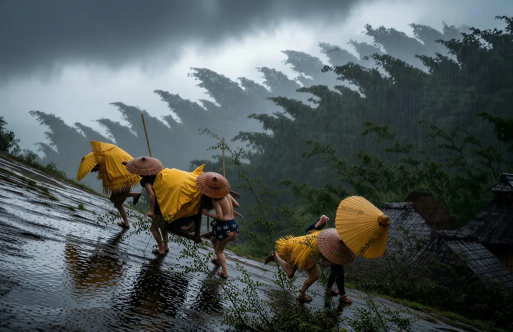「保永堂版 東海道五十三次 庄野 白雨」 歌川広重&nbsp;-&nbsp;AI加工 写真風