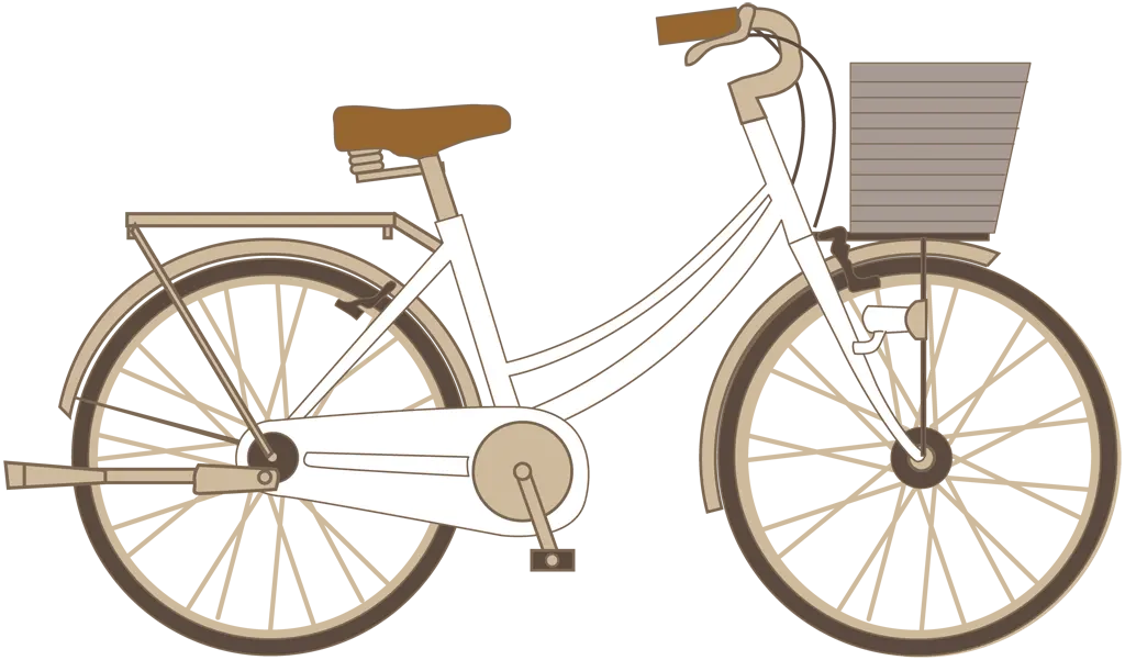 カゴ付きの自転車イラストとベクター&nbsp;-&nbsp;白色