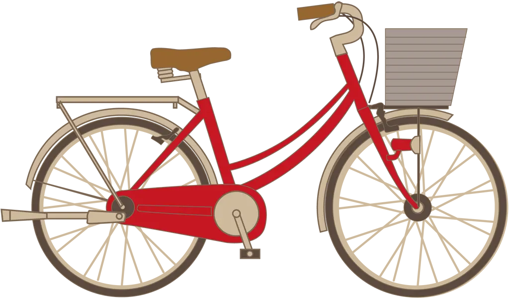 カゴ付きの自転車イラストとベクター&nbsp;-&nbsp;赤色