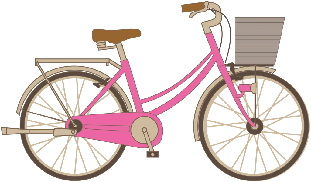 カゴ付きの自転車イラストとベクター&nbsp;-&nbsp;ピンク色