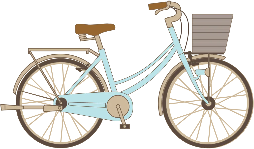 カゴ付きの自転車イラストとベクター&nbsp;-&nbsp;水色
