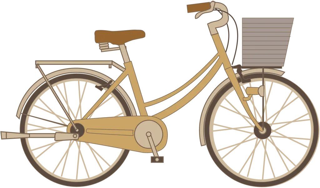 カゴ付きの自転車イラストとベクター&nbsp;-&nbsp;グレージュ色