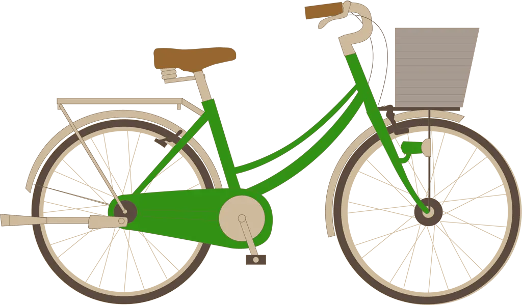 カゴ付きの自転車イラストとベクター&nbsp;-&nbsp;緑色