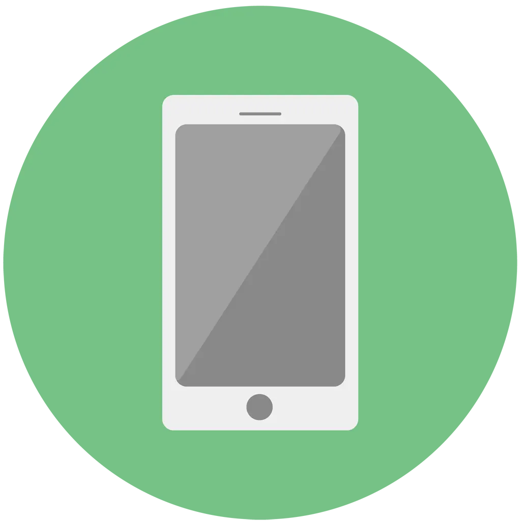 スマホのアイコンイラストとベクター&nbsp;-&nbsp;白色のスマホの丸型アイコン