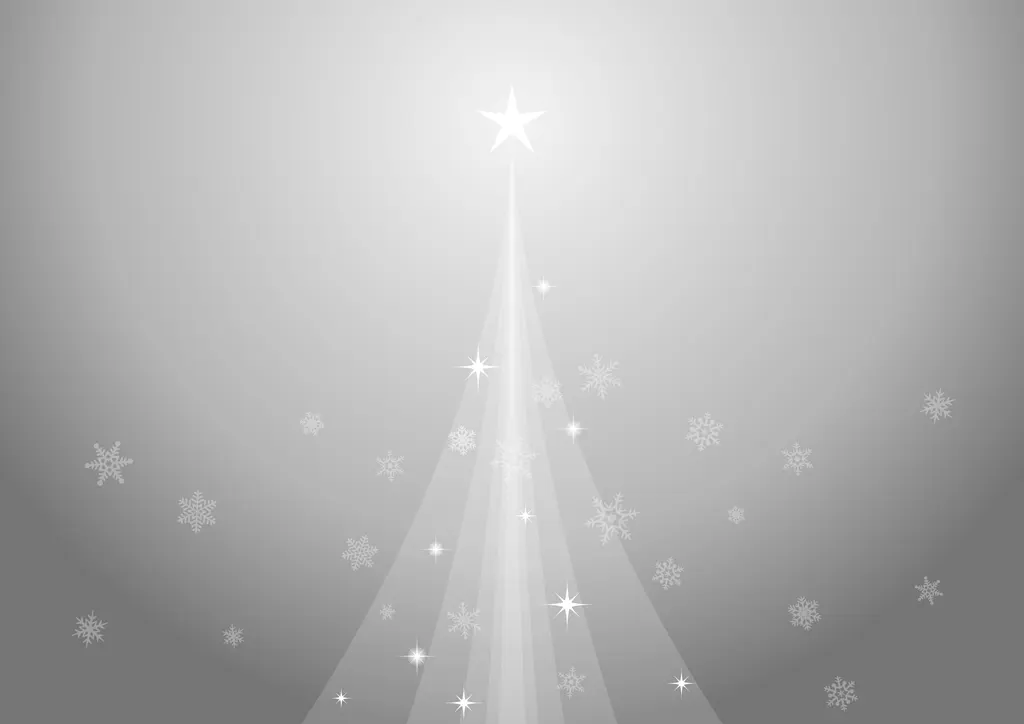 クリスマスツリーと雪片の横型背景のイラストとベクター&nbsp;-&nbsp;銀色
