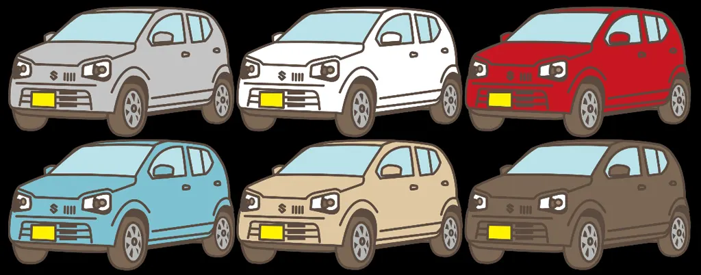 スズキ アルト HA36S型の軽自動車のイラストとベクター