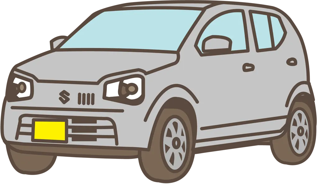 スズキ アルト HA36S型の軽自動車のイラストとベクター&nbsp;-&nbsp;銀色