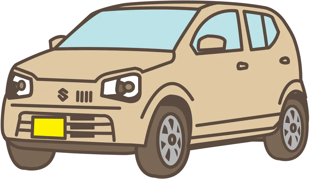 スズキ アルト HA36S型の軽自動車のイラストとベクター&nbsp;-&nbsp;アイボリー色