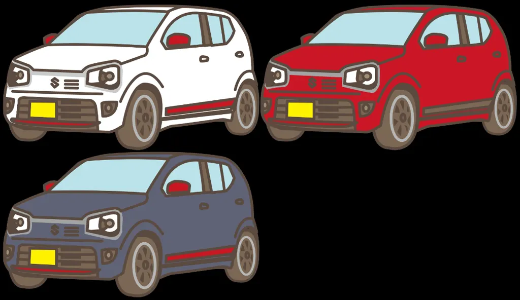 スズキ アルトターボRS HA36S型の軽自動車のイラストとベクター