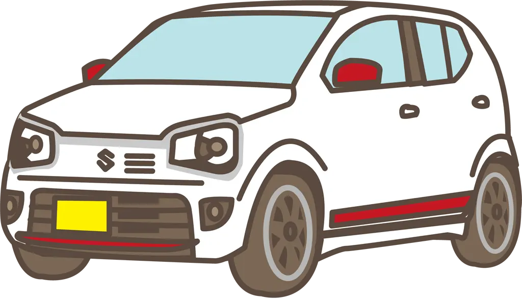 スズキ アルトターボRS HA36S型の軽自動車のイラストとベクター&nbsp;-&nbsp;白色