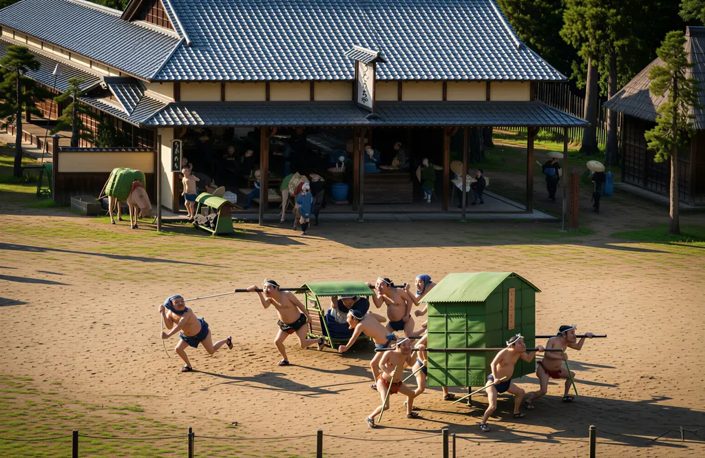 「保永堂版 東海道五十三次 草津 名物立場」 歌川広重&nbsp;-&nbsp;AI加工 写真風
