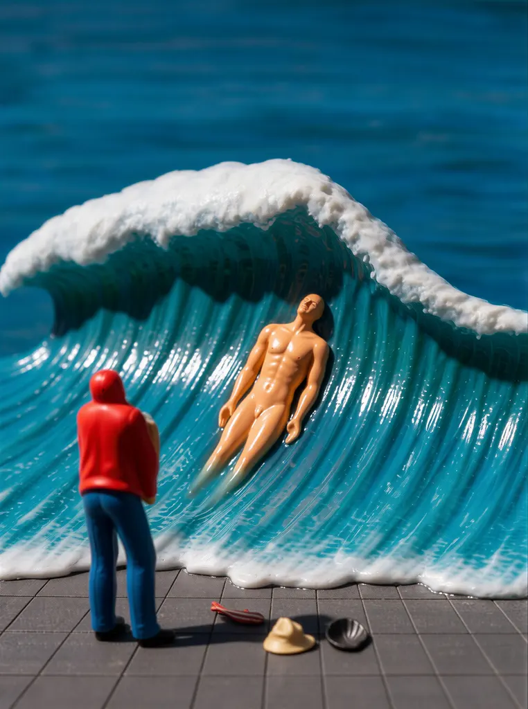 「大浪のなかの男」 エドガー・エンデ （1933年）&nbsp;-&nbsp;AI加工 フィギュア風