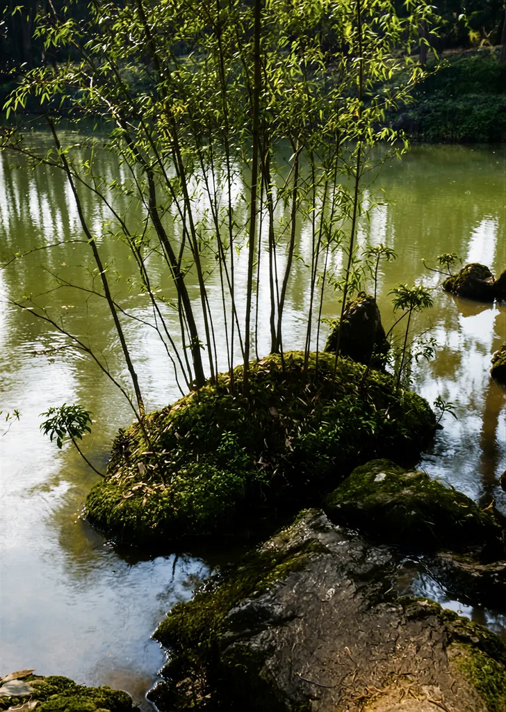 「苔寺 （七本竹）」 中藤敦&nbsp;-&nbsp;AI加工 カラー化