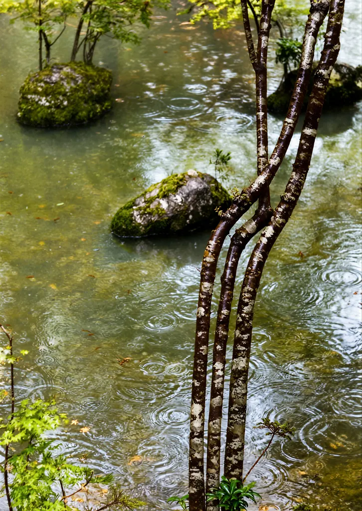 「苔寺 （三つの石）」 中藤敦&nbsp;-&nbsp;AI加工 カラー化