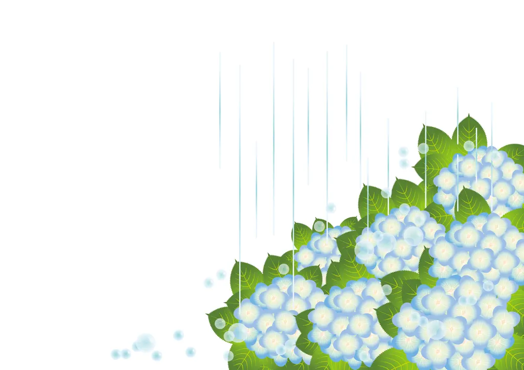 紫陽花の背景イラストとベクター&nbsp;-&nbsp;水色 雨