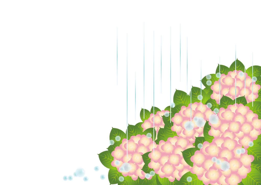 紫陽花の背景イラストとベクター&nbsp;-&nbsp;ピンク色 雨