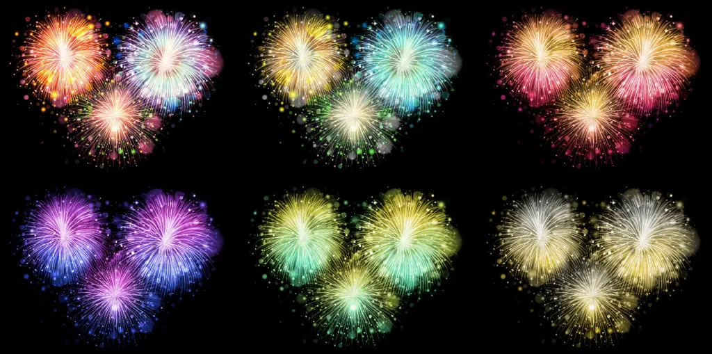 3つの打ち上げ花火のイラスト