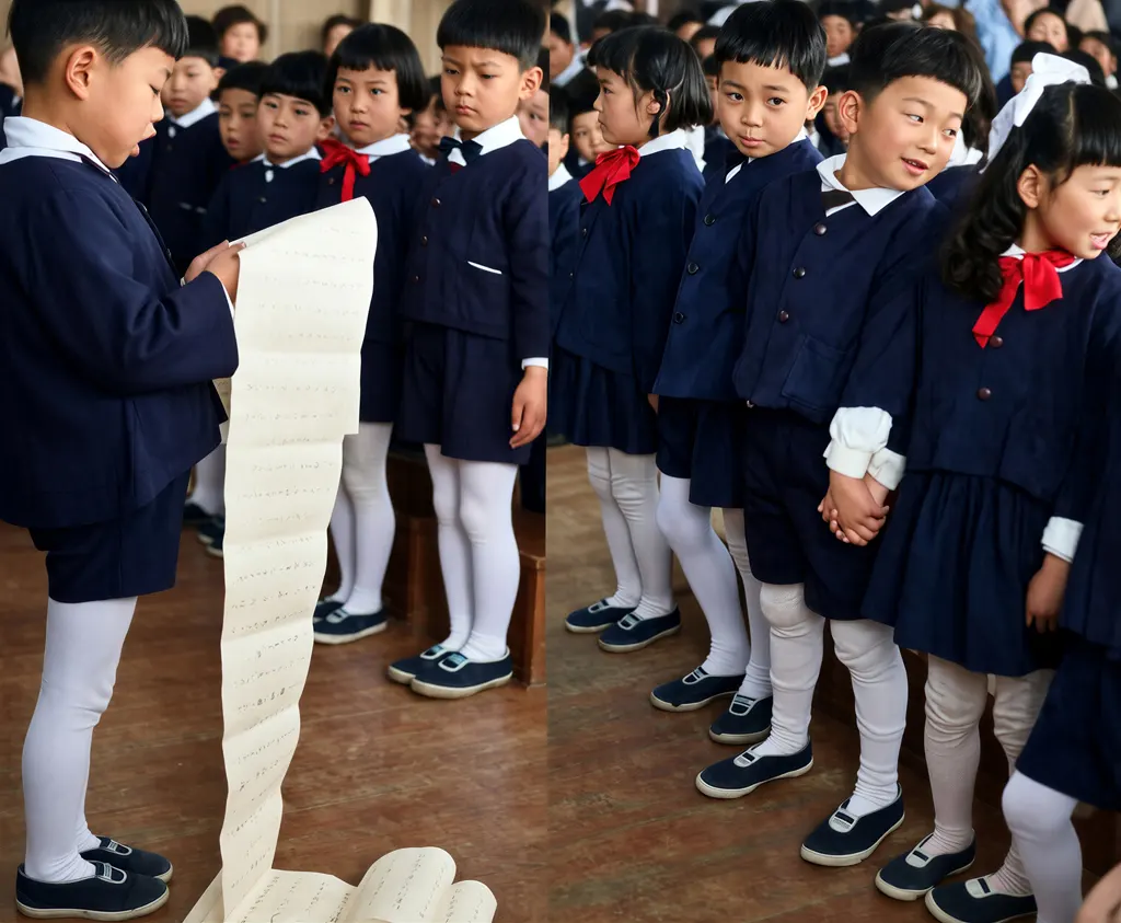 「幼稚園にて」 小野幹&nbsp;-&nbsp;AI加工 カラー化