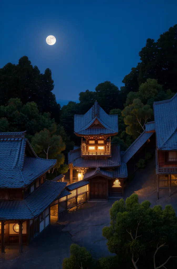 「旅みやげ 第一集 仙台山の寺」 川瀬巴水 （1919年）&nbsp;-&nbsp;AI加工 写真風