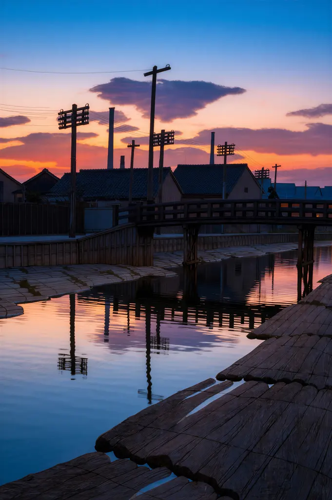 「東京十二題 木場の夕暮」 川瀬巴水 （1920年）&nbsp;-&nbsp;AI加工 写真風